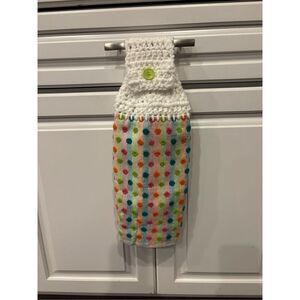 Crochet Top Kitchen Towel- Colored dots